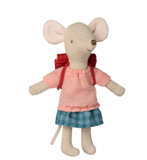 Maileg Tricycle Mouse Big Sister with Red Bag