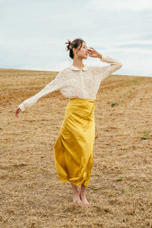 Sula Round Collar Shirt - Floral Print - Sunshine Yellow