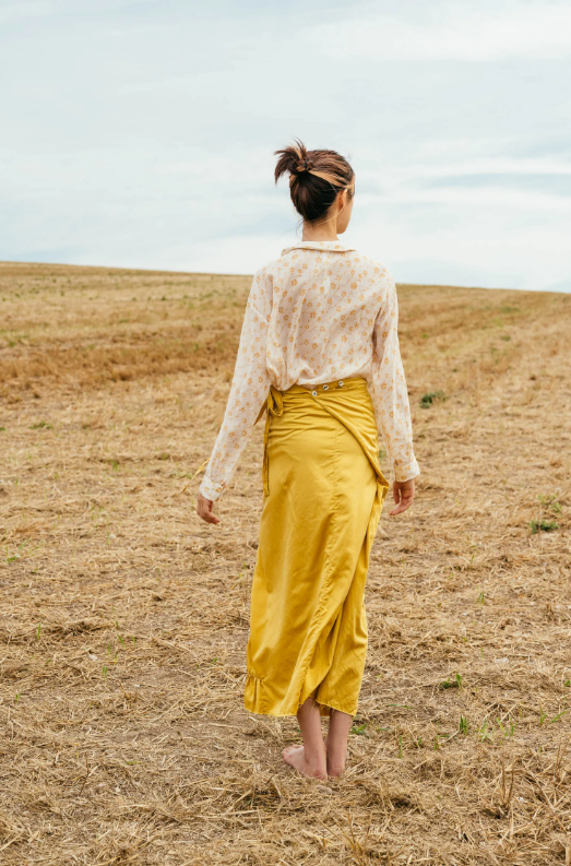 Sula Round Collar Shirt - Floral Print - Sunshine Yellow