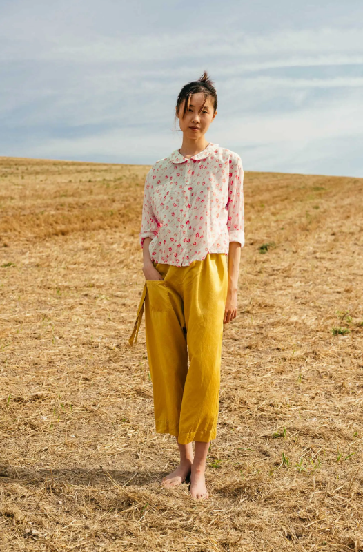 Sula Round Collar Shirt - Floral Print - Fuschia Pink