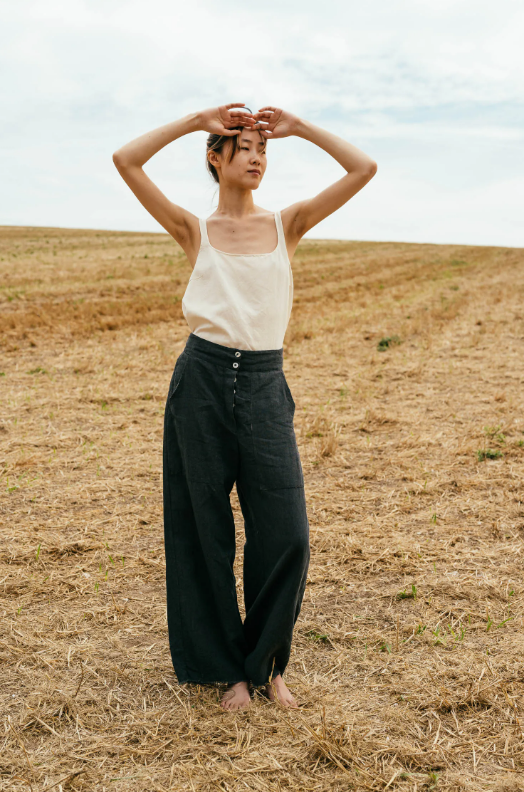 Sula 'Flare Trousers' Linen Pants - Magnet