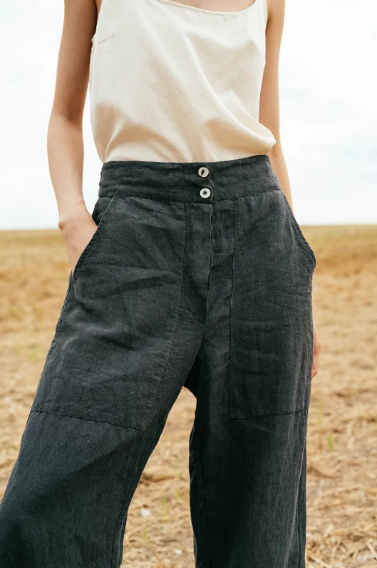 Sula 'Flare Trousers' Linen Pants - Magnet