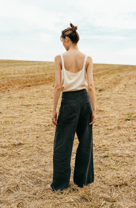 Sula 'Flare Trousers' Linen Pants - Magnet