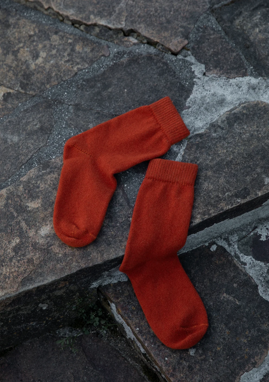 Francie Possum Merino Socks - Orange