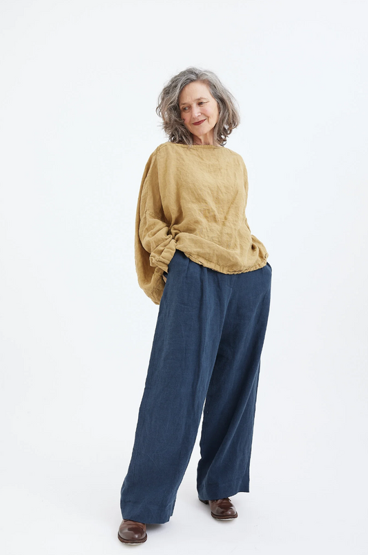 Metta Sailor Boxy Top - Light Linen - Citrine