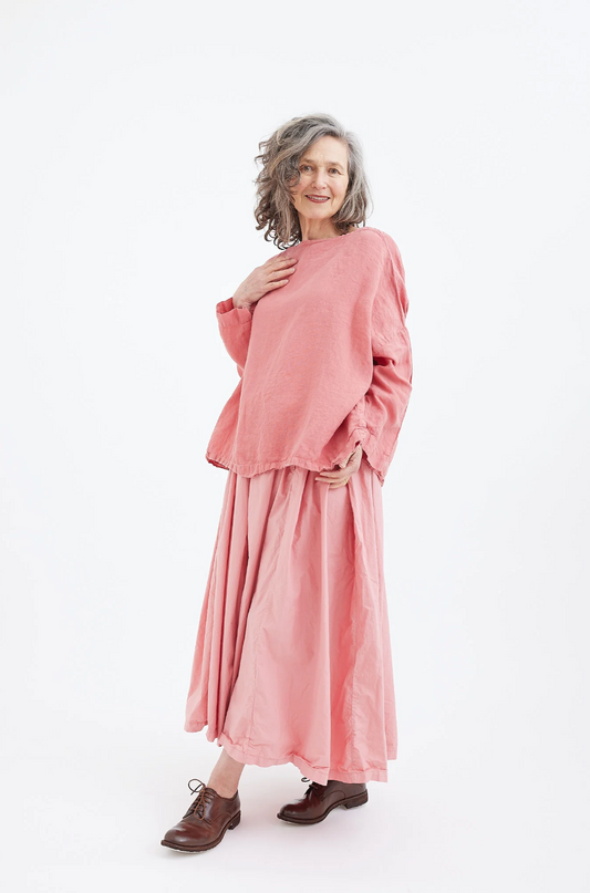 Metta Sailor Boxy Top - Light Linen - Coral