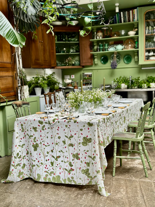 Summerill & Bishop 'Fraises des Bois' Strawberry Linen Tablecloth