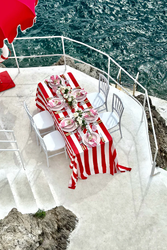 Summerill & Bishop 'Red & White Stripe' Linen Tablecloth