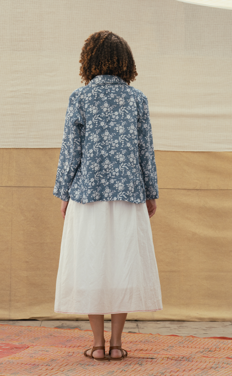 DVE 'Vaaruni' Linen Jacket - Aegean Blue Floral