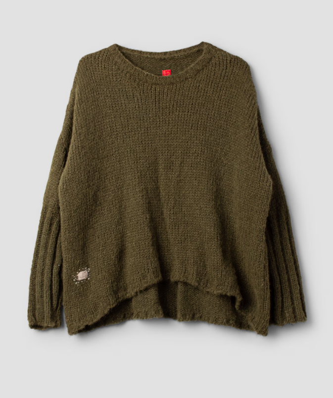 Ewa i Walla 'Gurli' Alpaca Knit Pullover - Olive