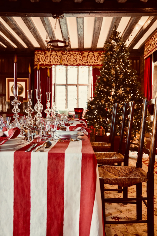 Summerill & Bishop 'Red & White Stripe' Linen Tablecloth