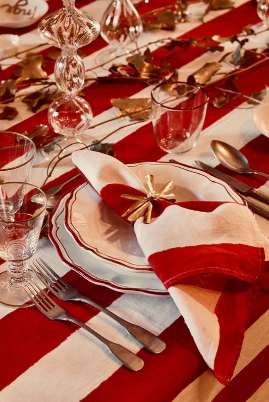 Summerill & Bishop 'Red & White Stripe' Pair of Linen Napkins