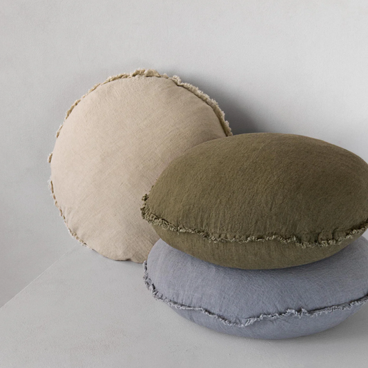 Hale Mercantile 'Flocca' Macaron Round Linen Cushion