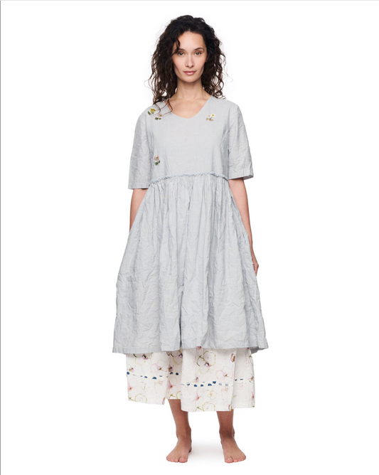 Ewa i Walla 'Kjella' Checked Dress With Embroidered Flowers