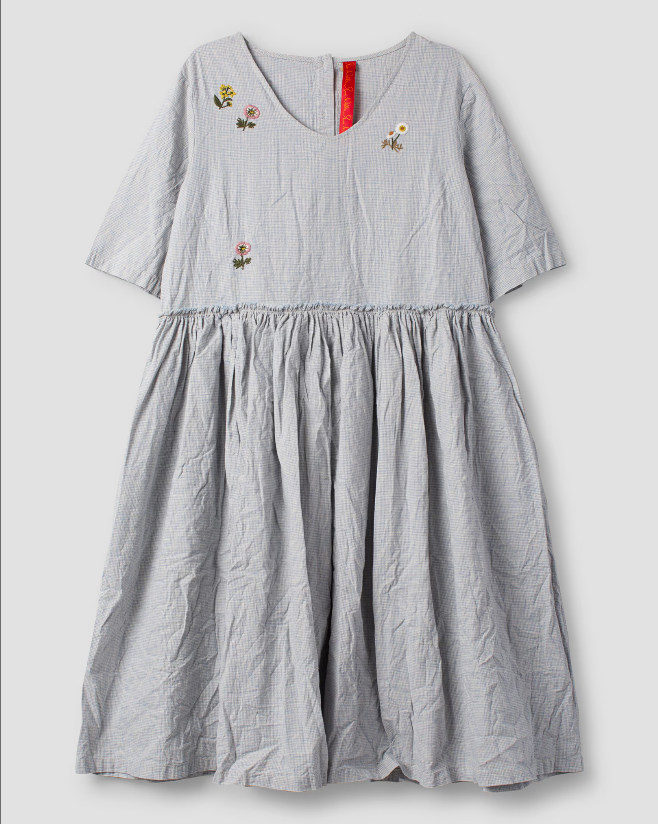 Ewa i Walla 'Kjella' Checked Dress With Embroidered Flowers