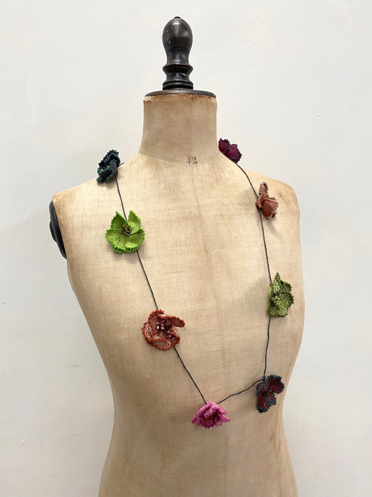 Sophie Digard Cheerful Flower Linen Crochet Necklace