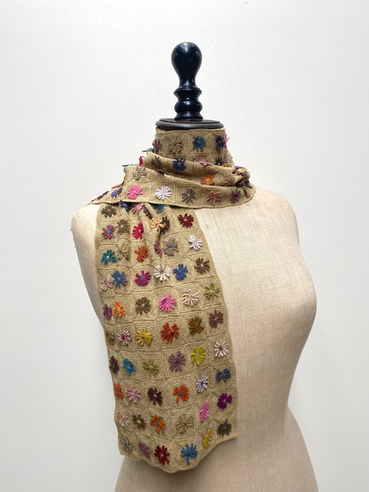 Sophie Digard Multi Flower Biscuit Crochet Scarf