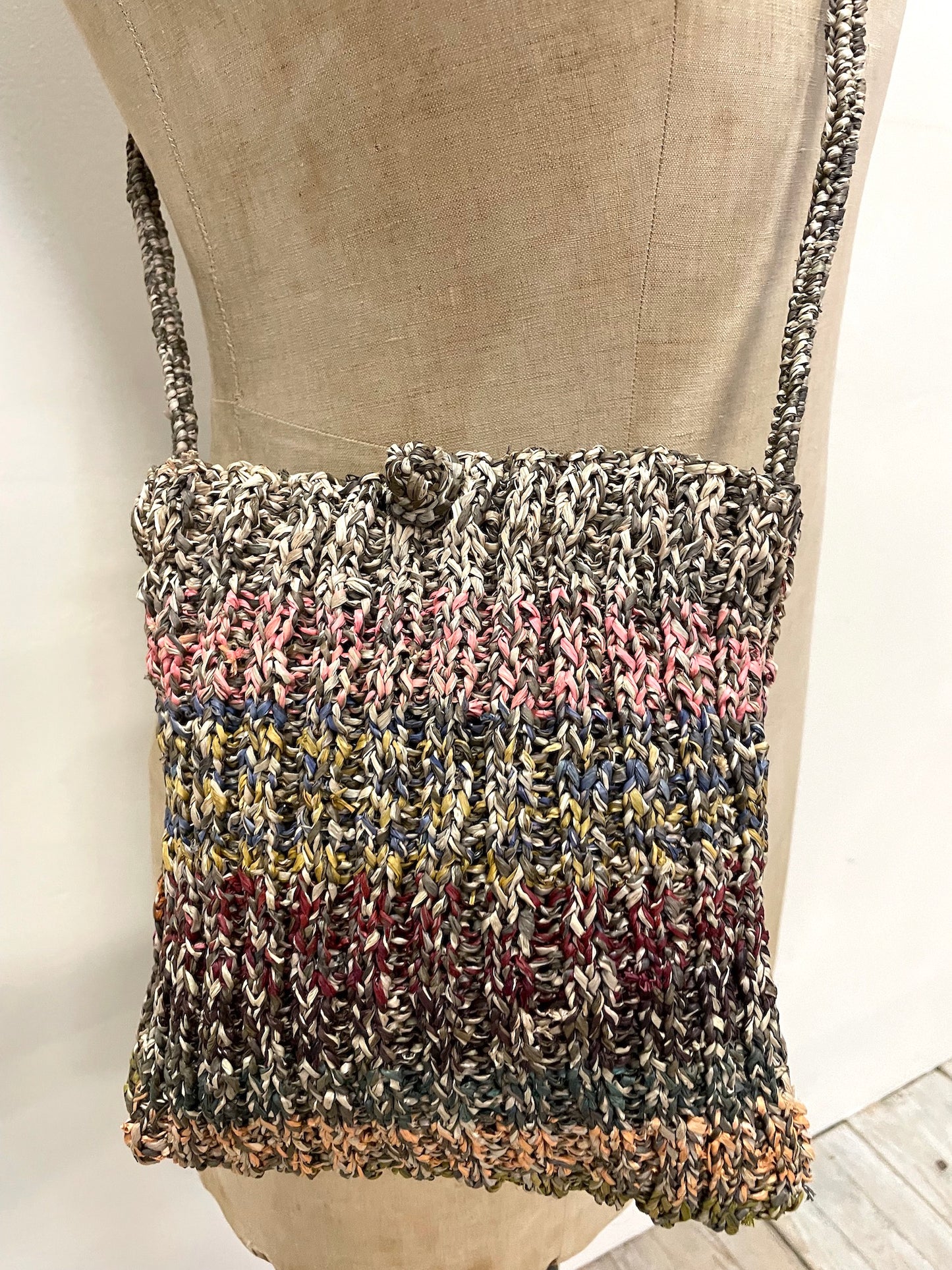 Sophie Digard Raffia Multi Stripe Cross-Body Bag