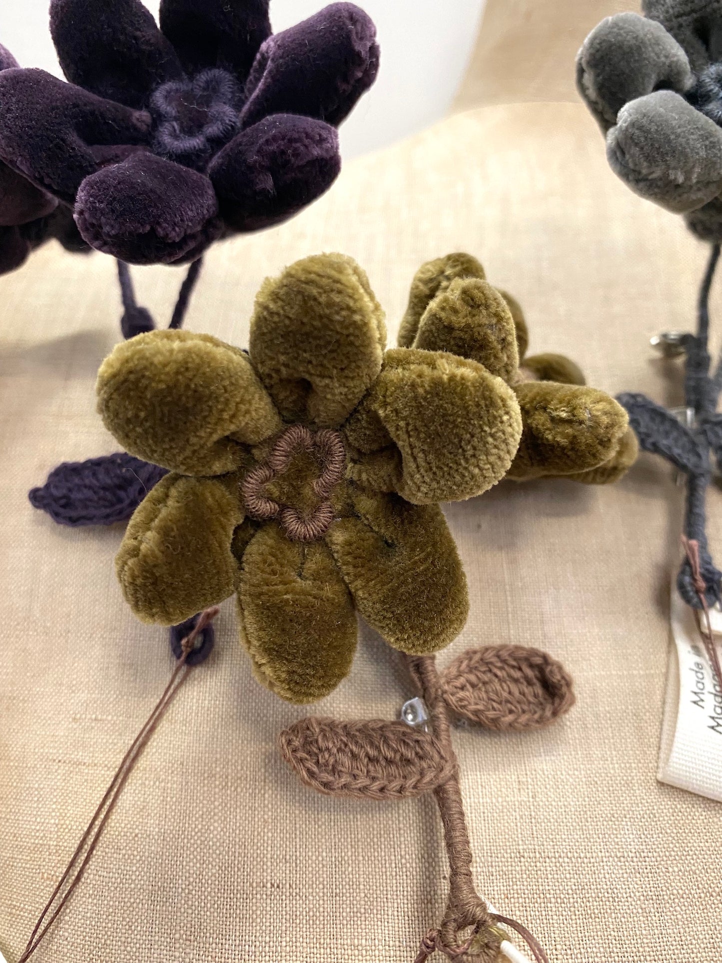 Sophie Digard Velvet Twin Flower Brooches