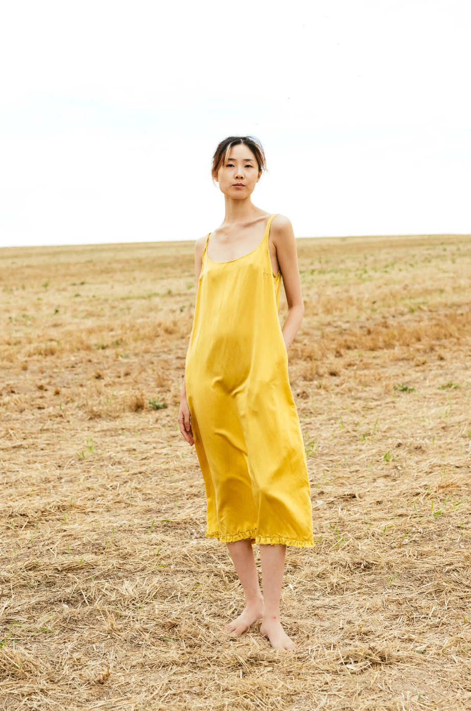 Sula Frill Hem Dress - Silk Cotton - Misted Yellow