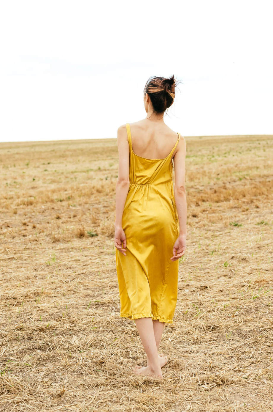 Sula Frill Hem Dress - Silk Cotton - Misted Yellow