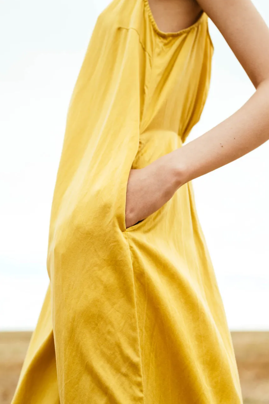 Sula Frill Hem Dress - Silk Cotton - Misted Yellow