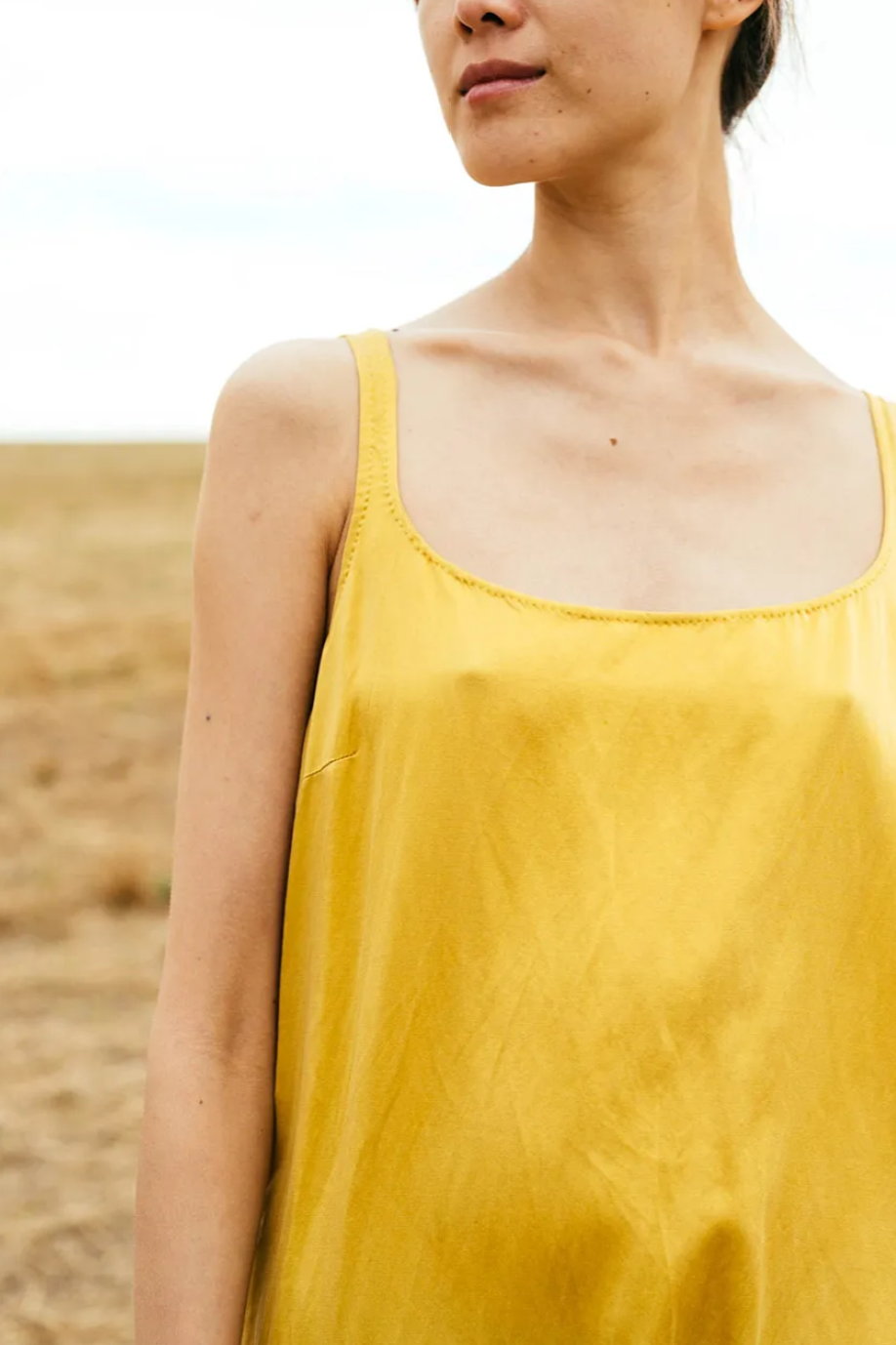 Sula Frill Hem Dress - Silk Cotton - Misted Yellow