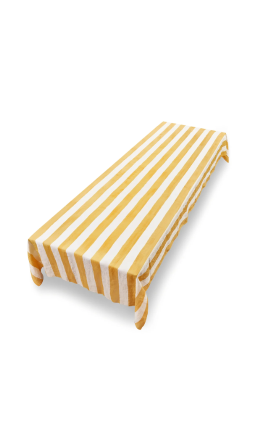 Summerill & Bishop 'Lemon & White Stripe' Linen Tablecloth