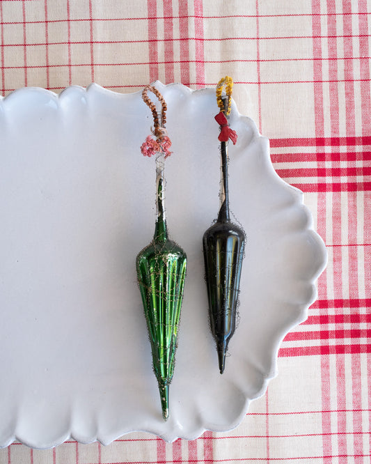 Vintage European Ornament - Green Umbrellas