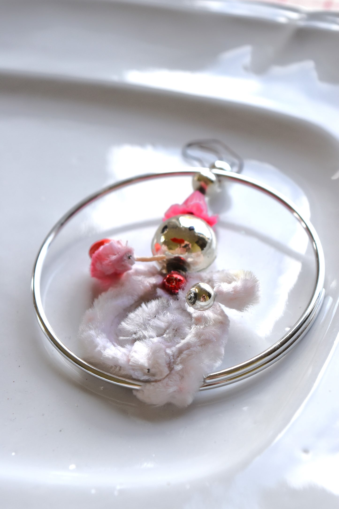 Vintage European Glass Bead Ornament - Clown in Hoop