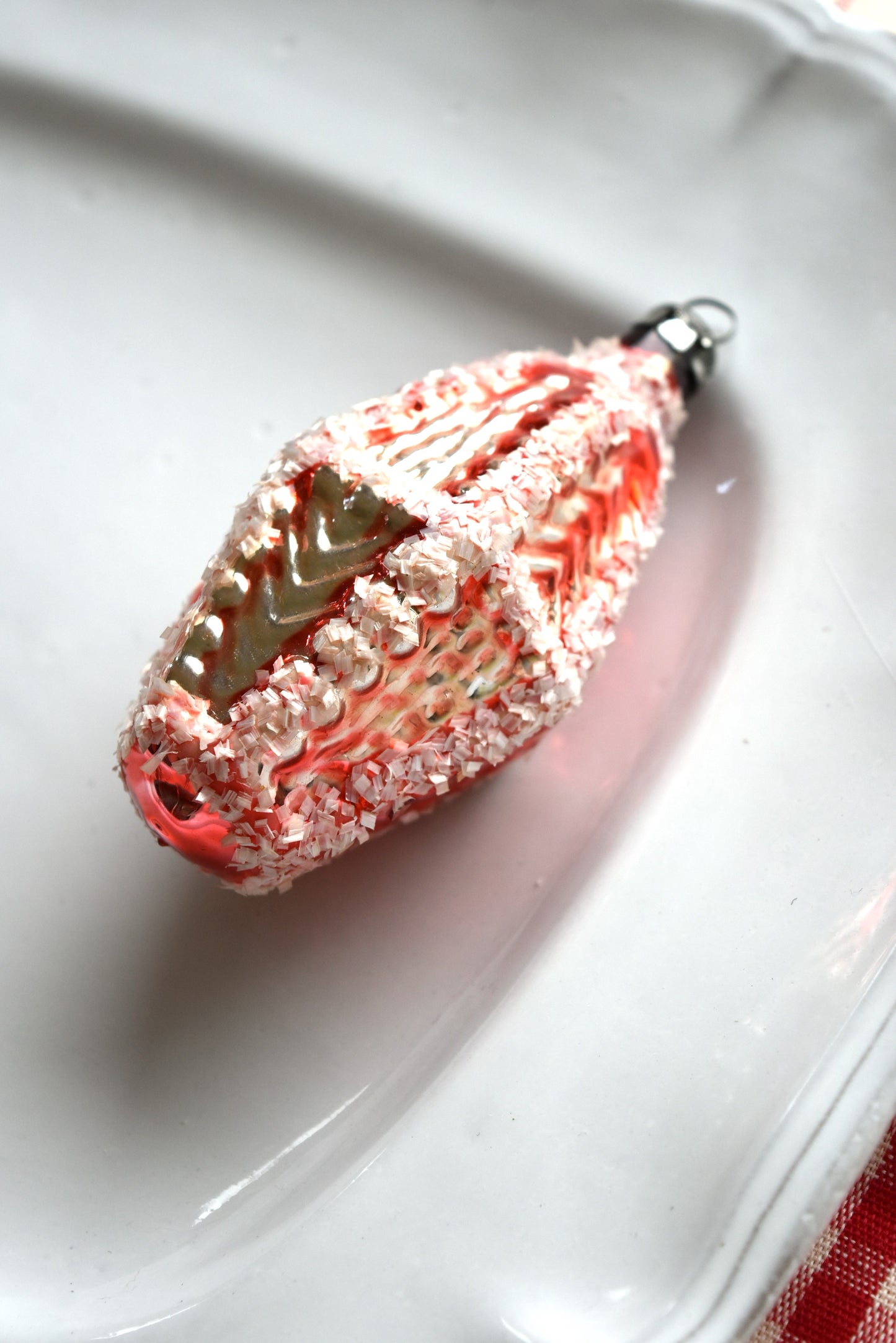 Vintage European Ornament - Frosty Red Bauble II