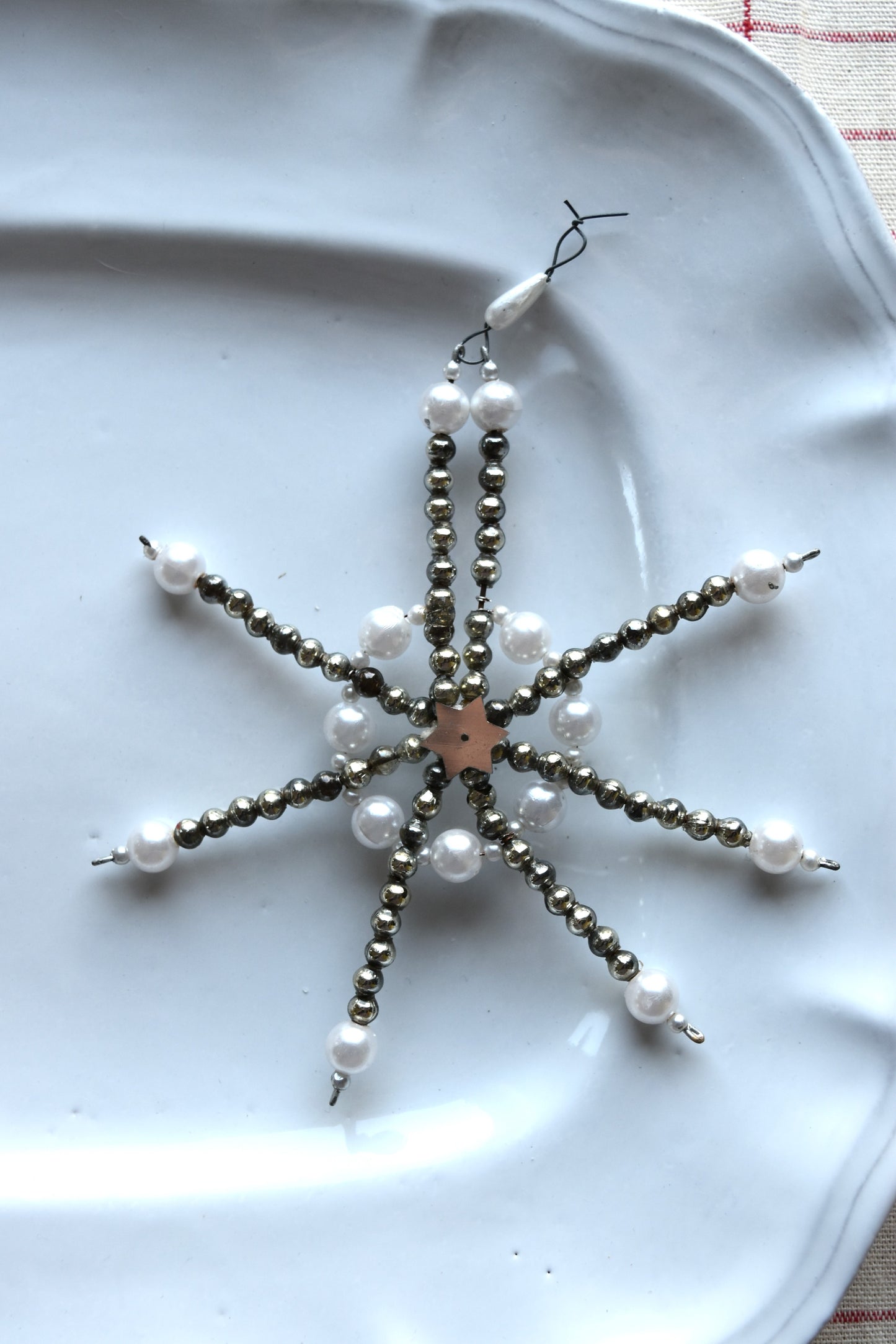 Vintage European Ornament - Glass Bead Snowflake