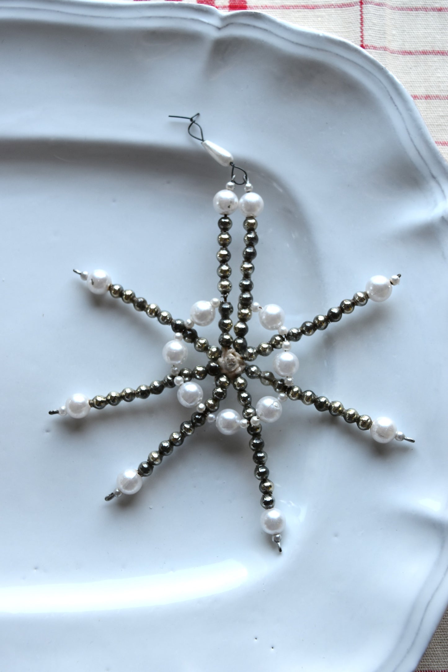 Vintage European Ornament - Glass Bead Snowflake