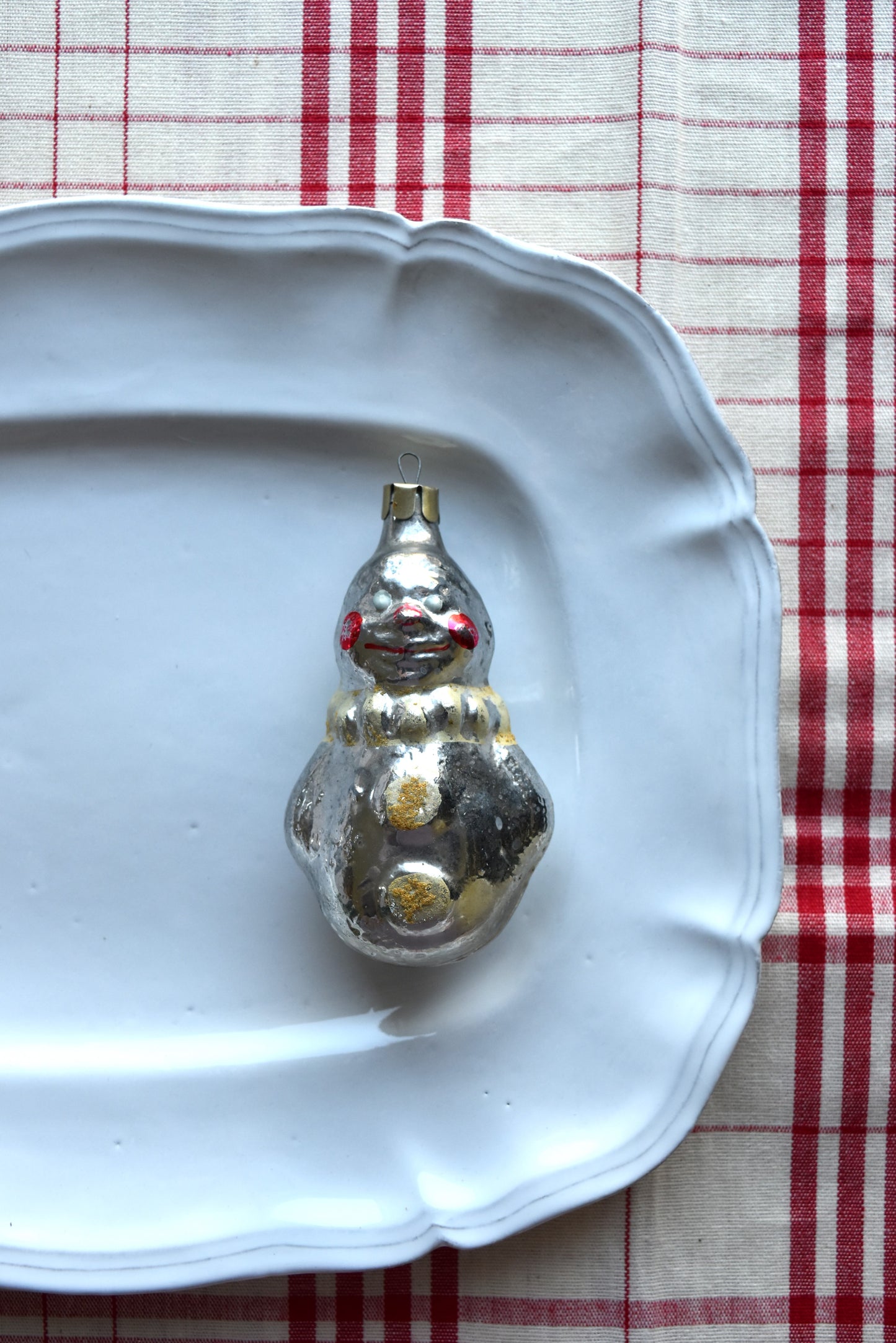 Vintage European Ornament - Silver Snowman I