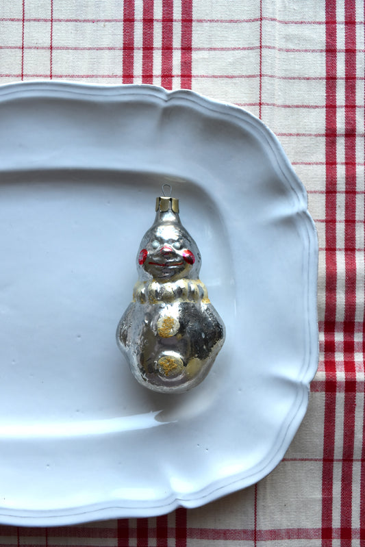 Vintage European Ornament - Silver Snowman I