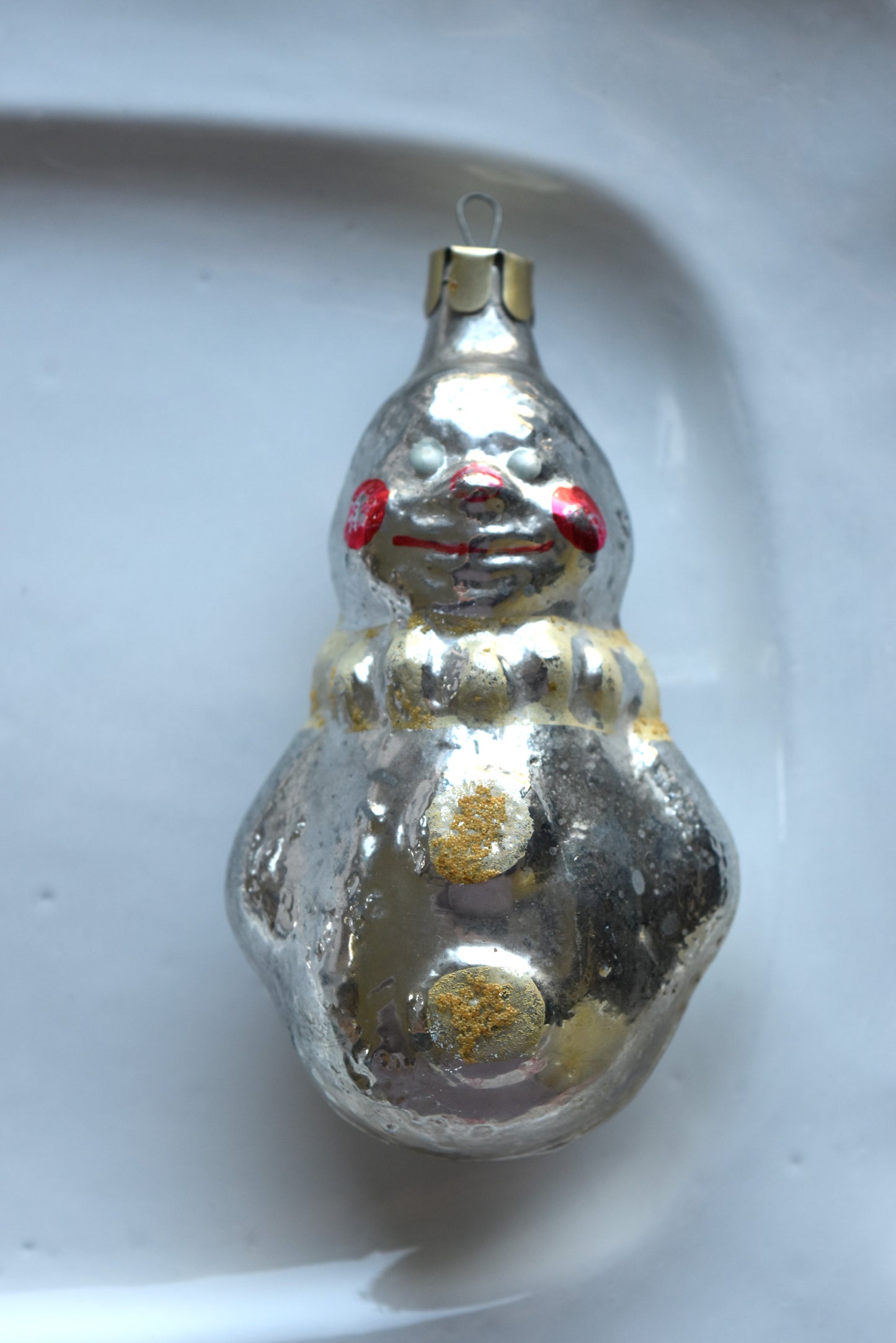 Vintage European Ornament - Silver Snowman I