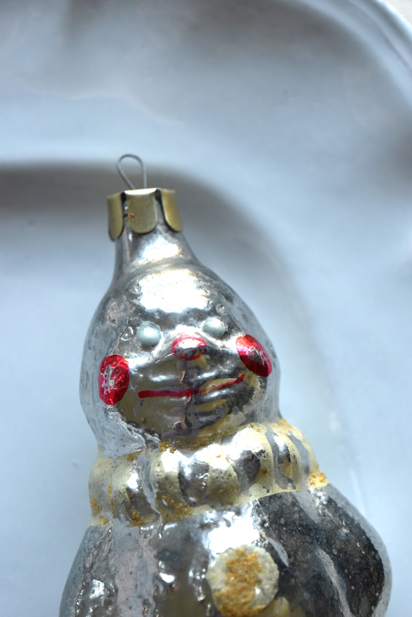 Vintage European Ornament - Silver Snowman I