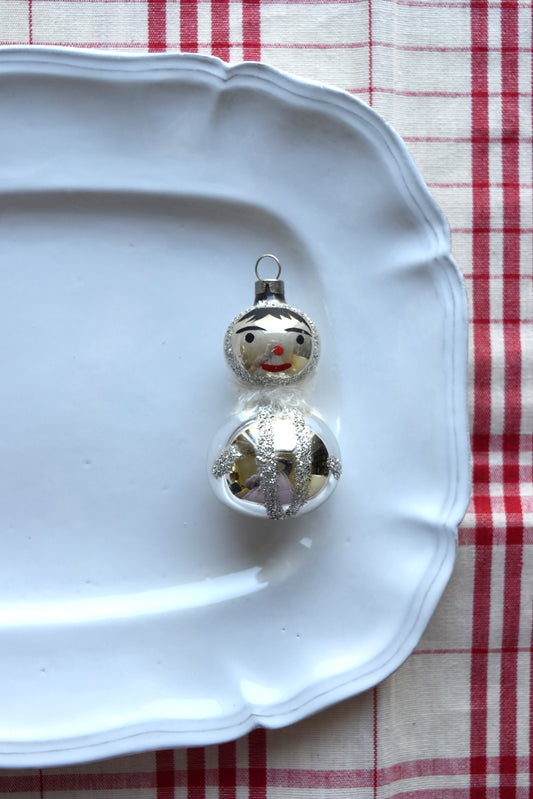 Vintage European Ornament - Silver Snowman II