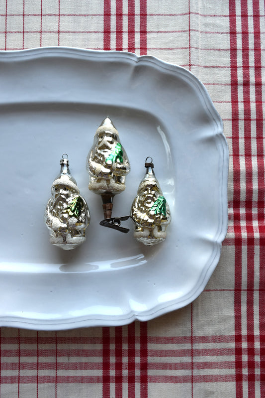 Vintage European Ornaments - Silver Santas I