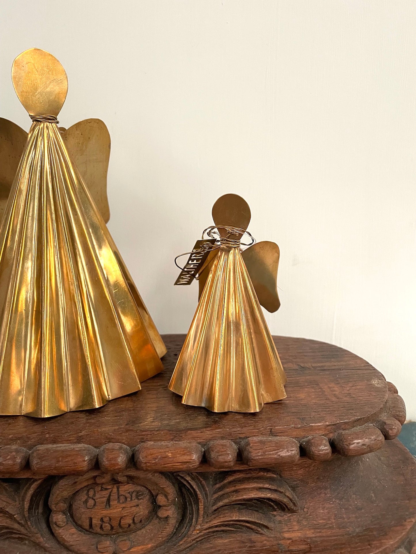 Walther & Co. Brass Pleated Standing Angels