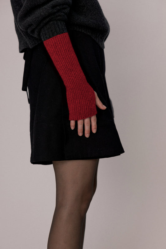 Francie Fingerless Gloves - Crimson