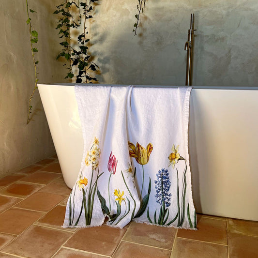 European Linen 'Early Flowers' Bath Towel