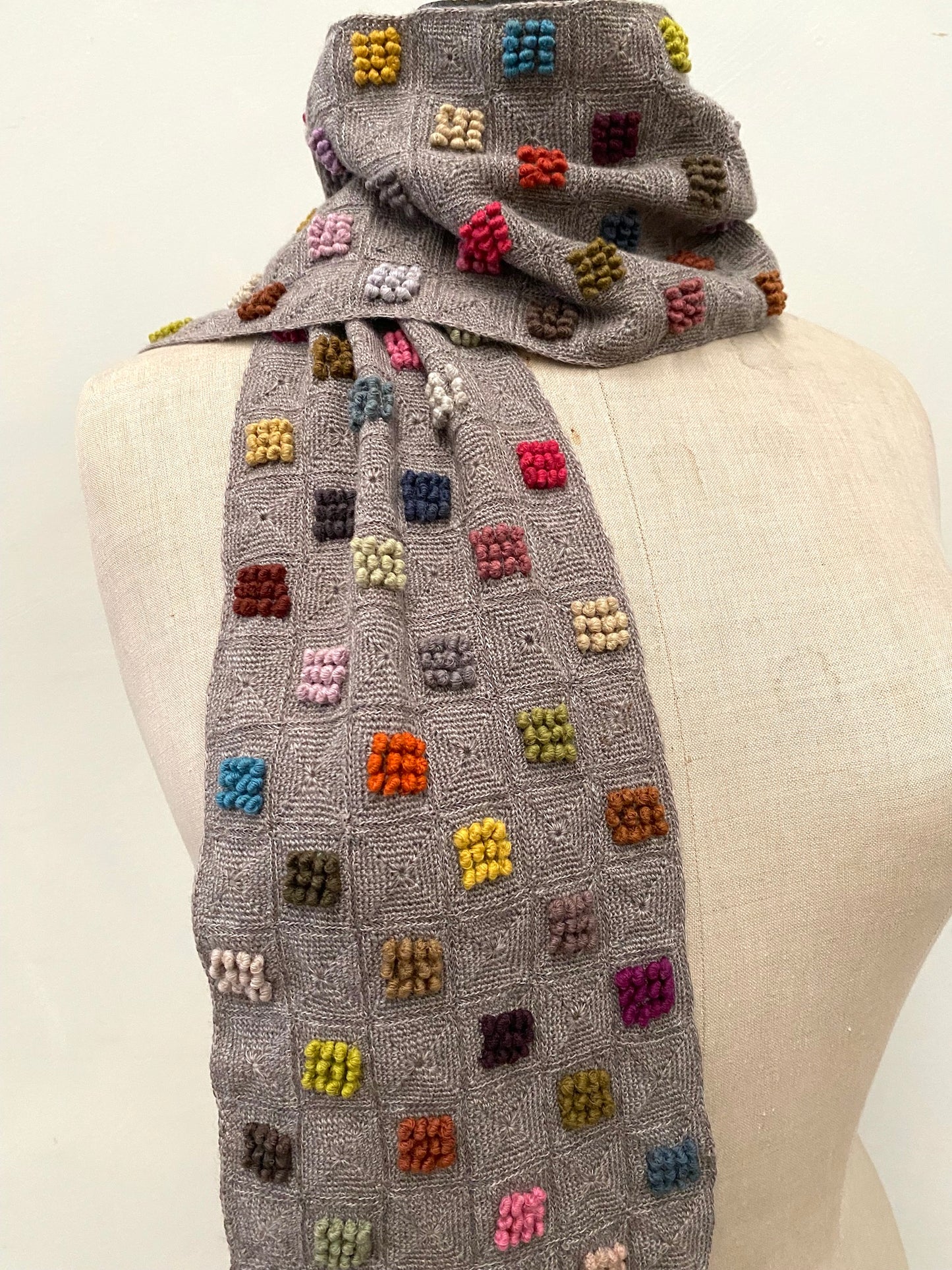Sophie Digard Petite Multi Square Crochet Wool Scarf