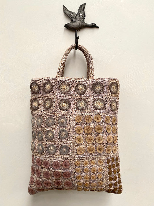 Sophie Digard Blush Circles Crochet Raffia Handbag