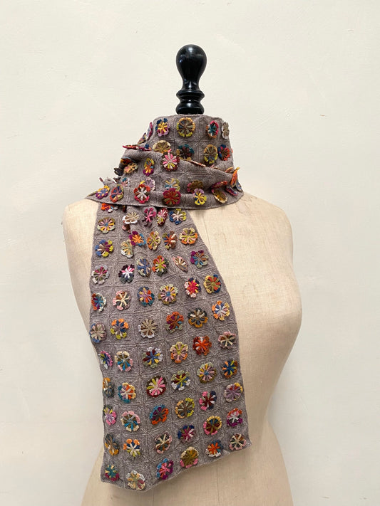 Sophie Digard Pinwheel Multi Geometric Crochet Wool Scarf