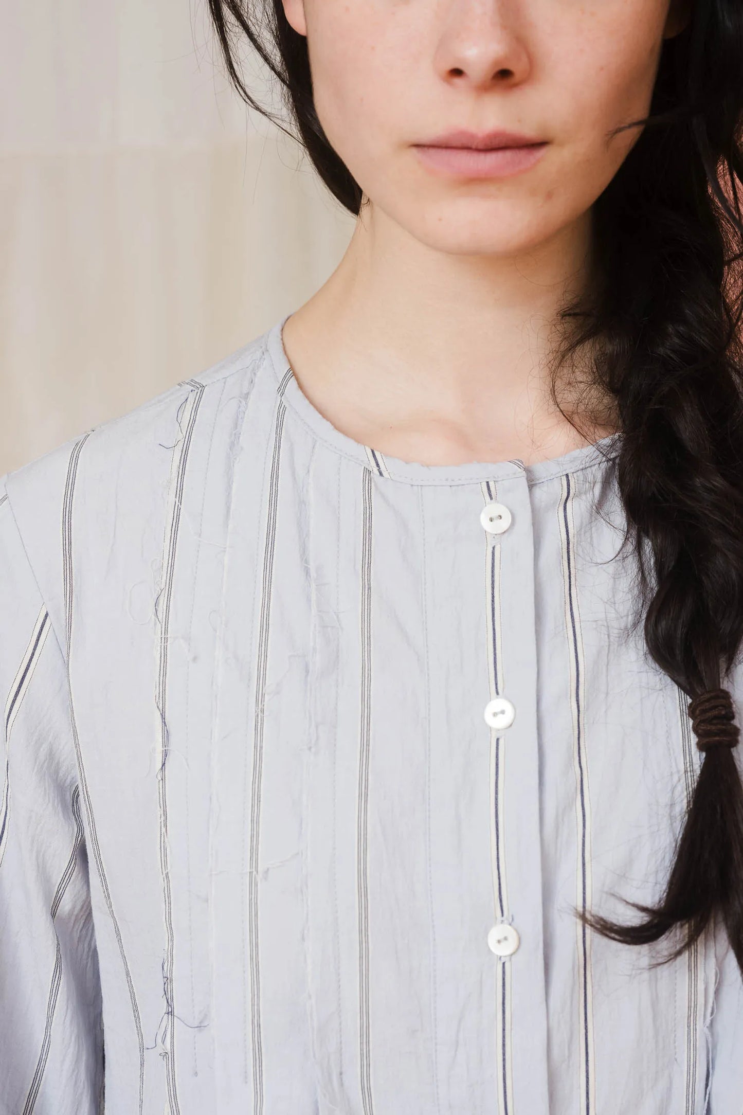 Sula Pleated Shirt - Blue Stripe