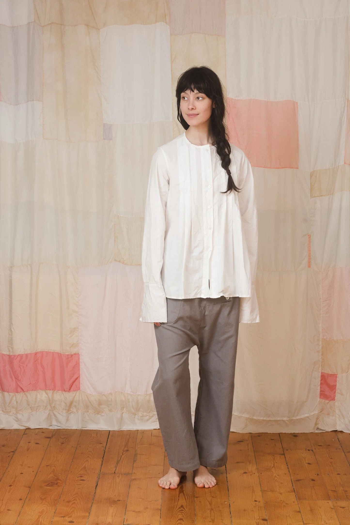 Sula Pleated Shirt - Plain White Cotton