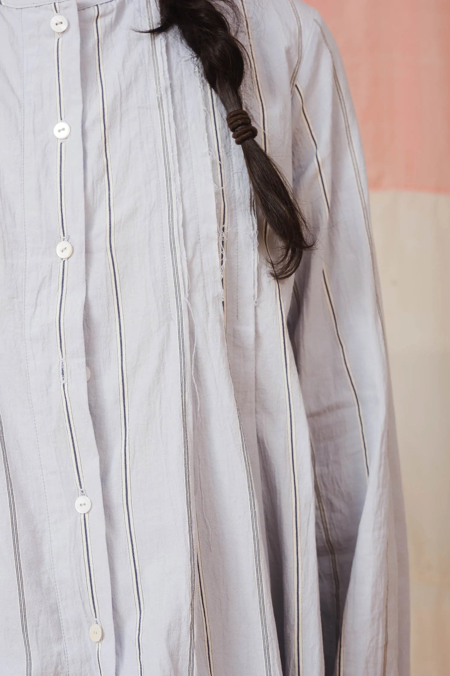 Sula Pleated Shirt - Blue Stripe