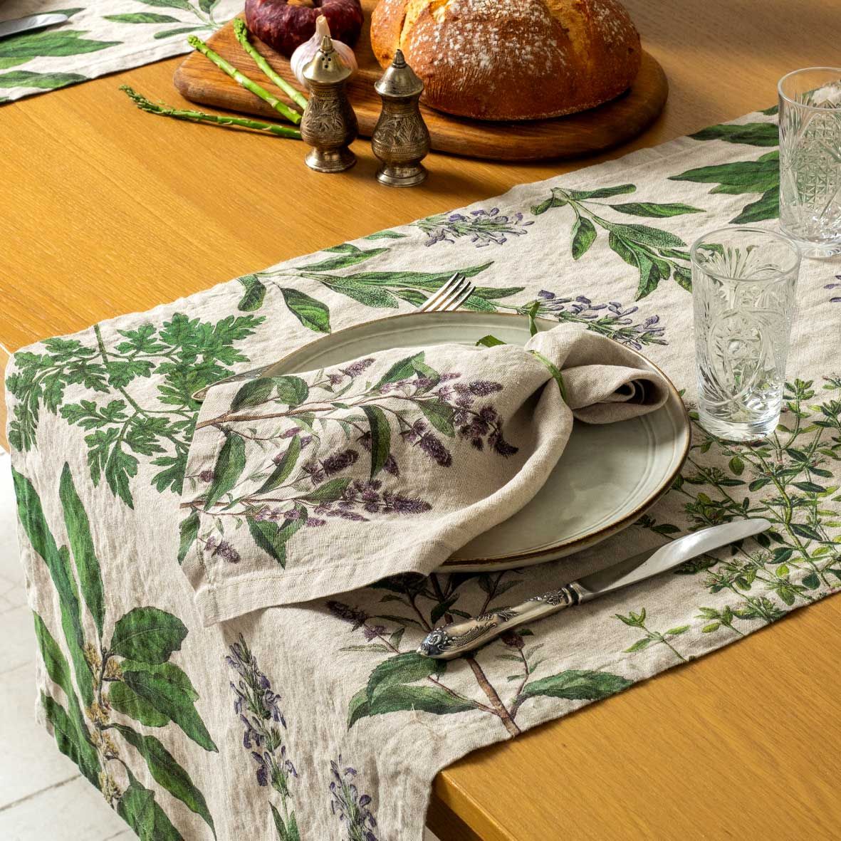 European Linen 'Fine Herbs' Table Runner