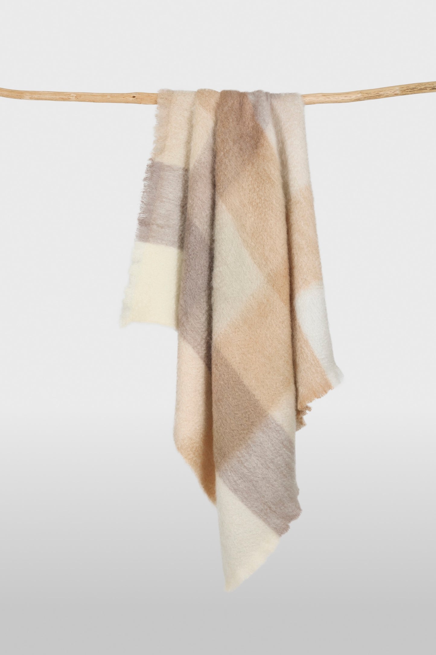 Mantas Ezcaray Neutrals Checked Mohair Blanket